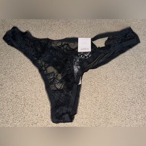 Auden Black Floral Lace Thong